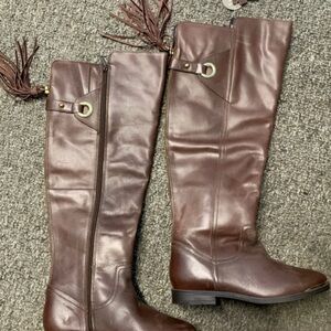 Brown Leather Knee-High Boots